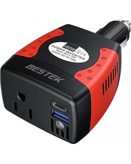 BESTEK 150W Power Inverter 12V to 110V with PD30W QC18W Dual USB Ports